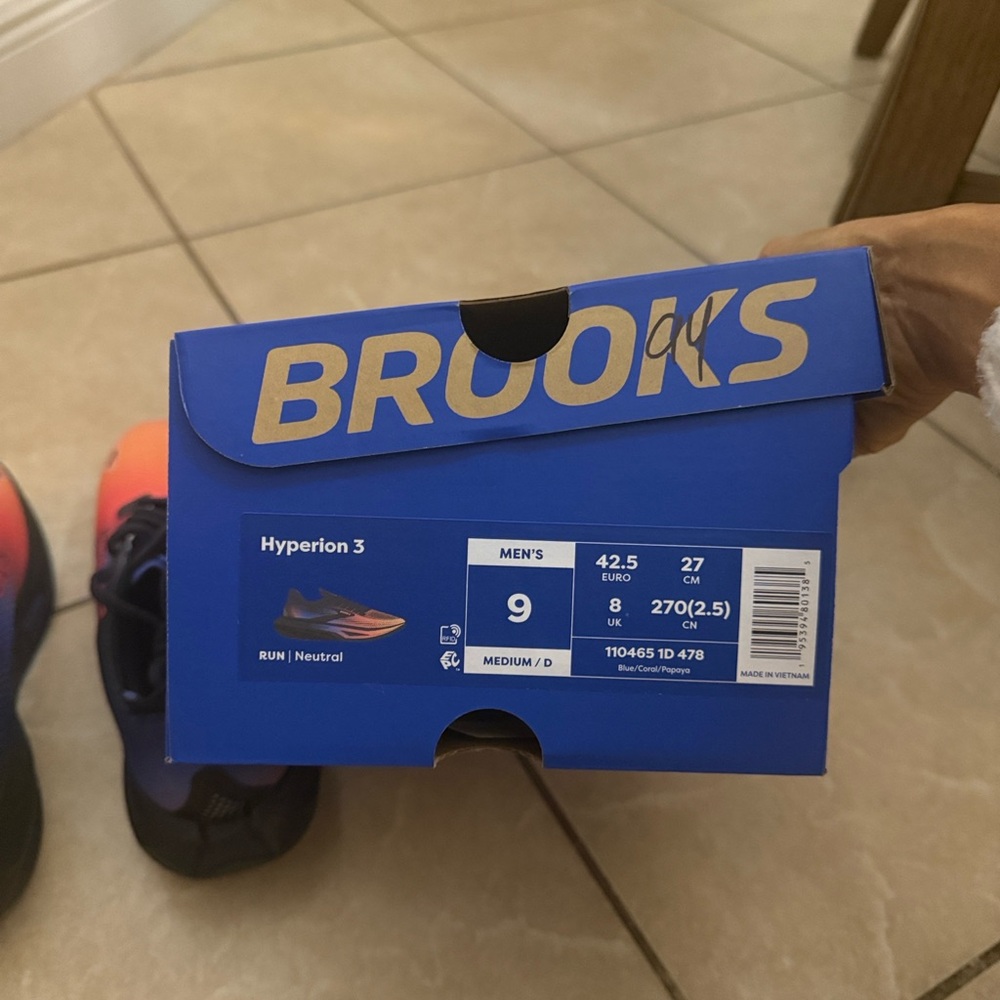 Brooks Hyperion 3 Men’s Running Shoes Size 9 Blue/Coral Papaya Brand New in Box - Picture 8 of 11